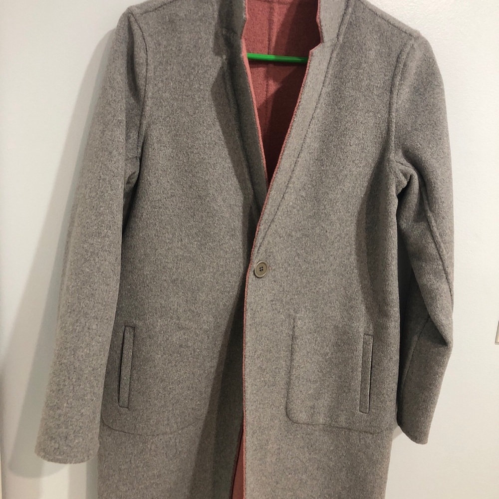 Ecru Reversible Wool Blend Pink and Gray Coat Women’s S